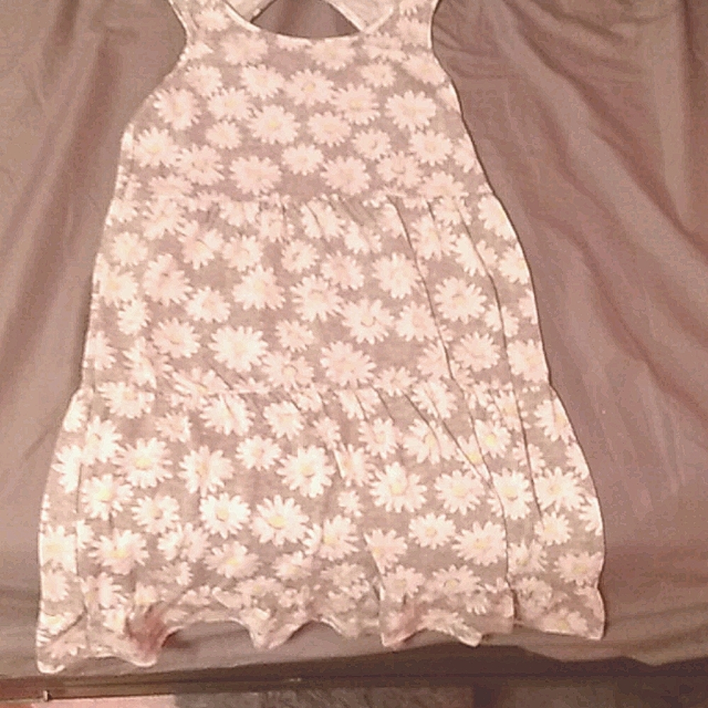 Tank top dress with white and yellow flowers